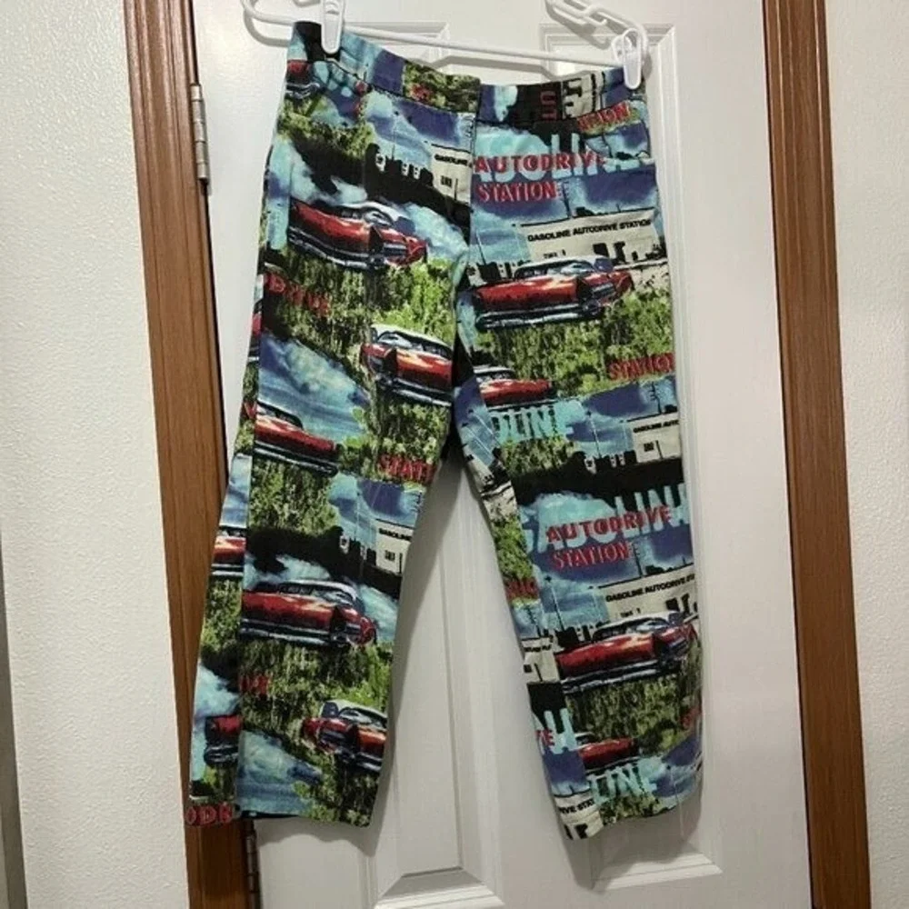 Bliss Vintage Capri Pants Gasoline Print Christmas Golf USA Made Size 8